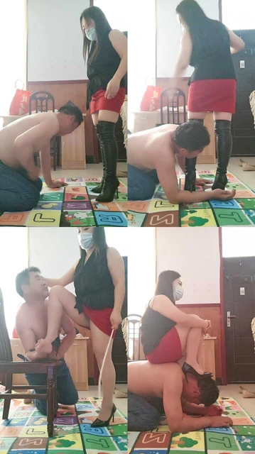 【沐颜s】高跟皮靴踢肚子