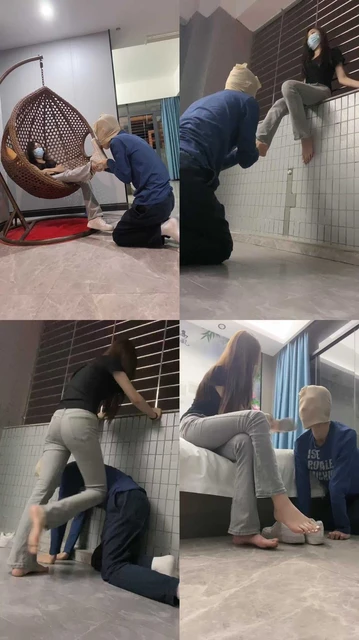 【妮妮子】抽耳光/小白鞋踩踏/清理脏鞋底/脚喂食/骑马