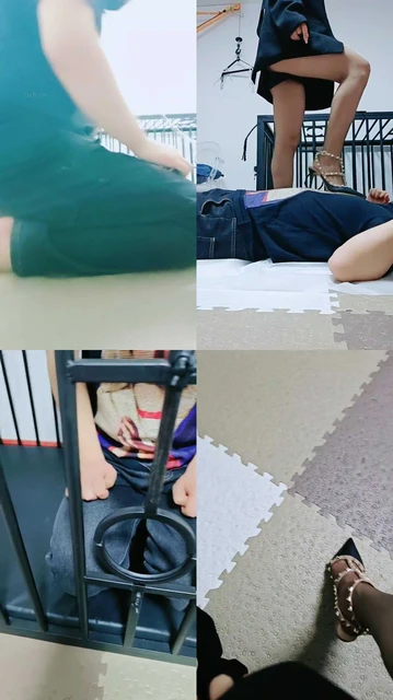 【媚娘】跪舔铆钉高跟/狗链遛狗/踩踏/狗笼囚禁/保鲜膜窒息