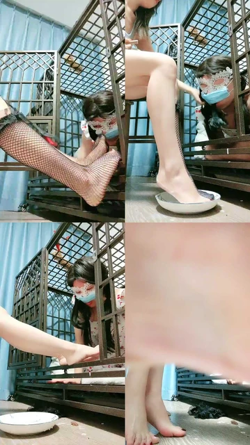 【喵酱紫】母畜-囚禁狗笼/网袜玩虐/脚喂酸奶/喂口水