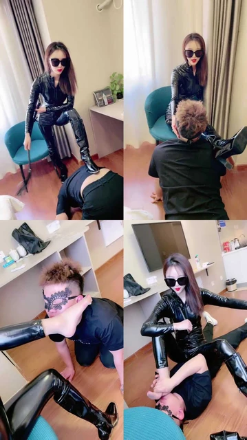 【浅夏】车模皮衣皮靴虐狗-鞭打踩踏脚深喉