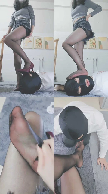 【灵竹】鞋跟插嘴/高跟踩狗头/近距离恋足舔