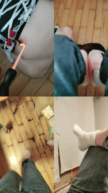 【桉】拖鞋白棉袜踩变装奴/重度虐乳