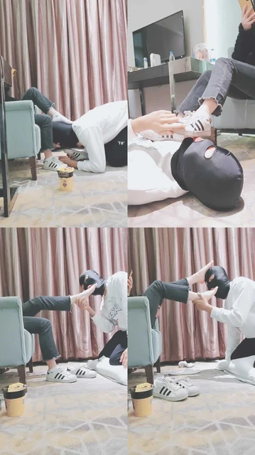 【灵竹】舔超脏贝壳头/棉袜辱/耳光踩踏