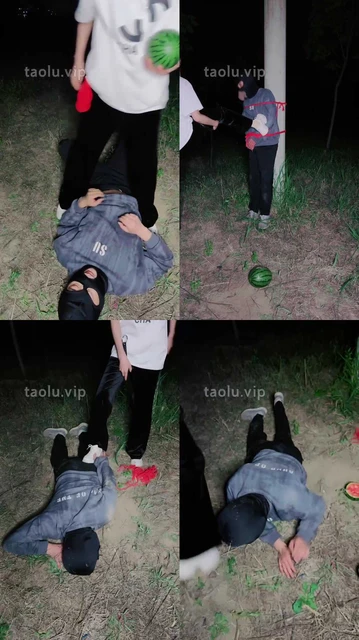 【小笑魔】户外抓住偷瓜狗虐打-小白鞋踩/捆绑/骑马