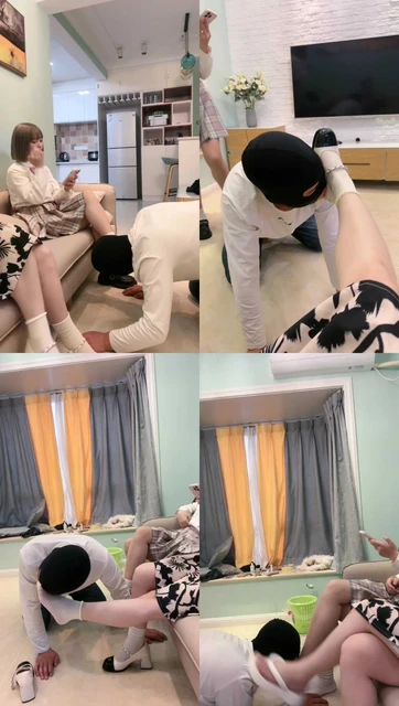 【七七】双S-跪舔皮鞋白袜/磕头求虐/骑狗背/鞭打踩踏【双视角版】