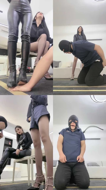 【萱萱S】双S-长靴/高跟黑丝踩贱狗【双视角版】