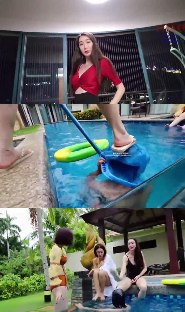 【微希】栖心之栈 夏芙、木堇、别墅泳池强制在水下舔脚
